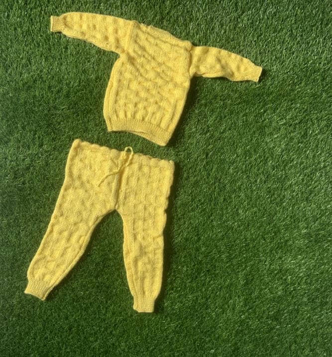 Cute Yellow Baby Sweater Set With Pyjamas Fably
