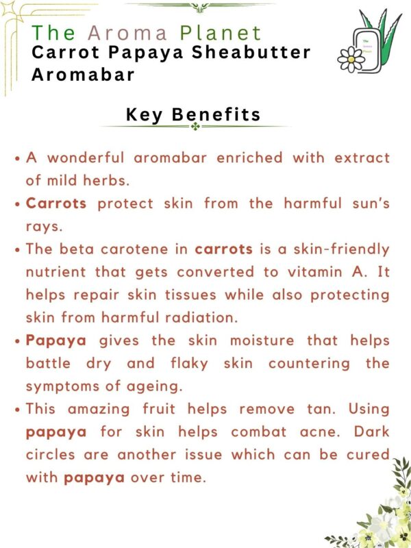The Aroma Planet Carrot Papaya Sheabutter Aromabar - Key Benefits
