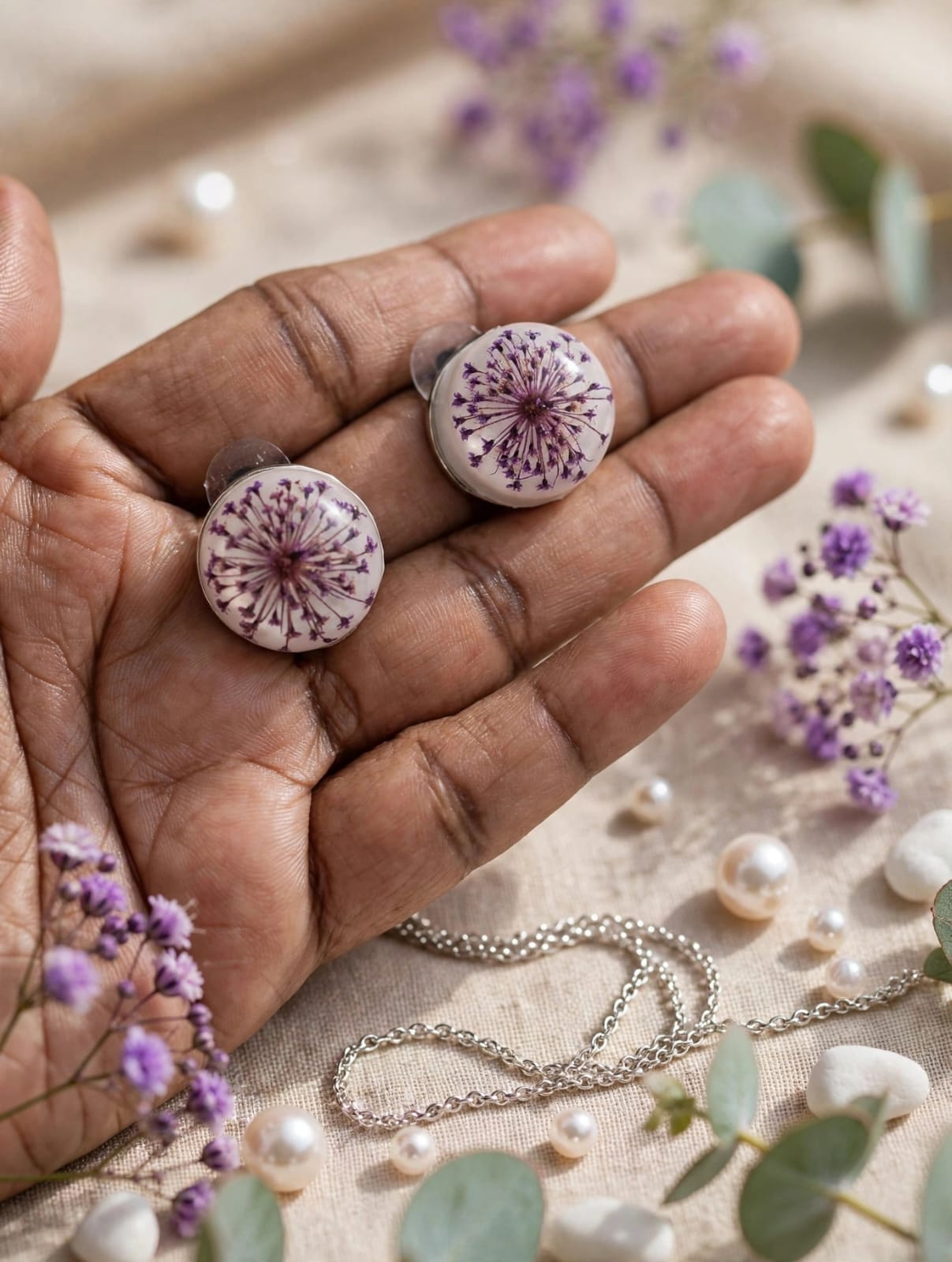 FABLY Resin Earrings With a Real Dried Daisy Flower !!